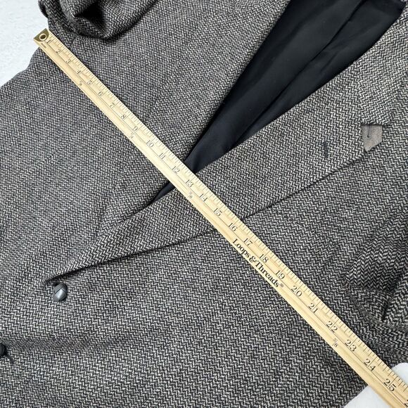 VTG Hunt Valley Mens 48R Wool Herringbone Tweed Blazer Elbow Patch Sport Coat - Picture 13 of 16